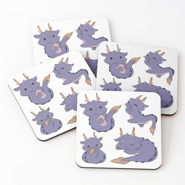 Item preview, 4 adorable purple baby dragons - cozy mythical forest dragons playing & sleeping. designed and sold by aziza-doodles.