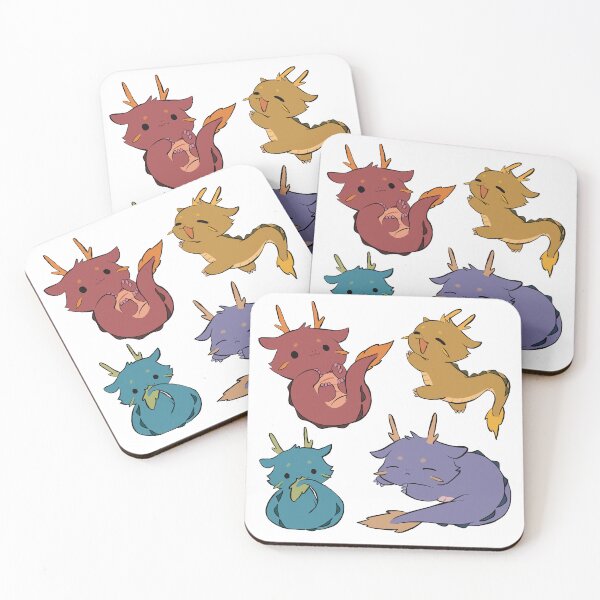 Item preview, 4 adorable baby dragons - cozy mythical forest dragons playing & sleeping. designed and sold by aziza-doodles.