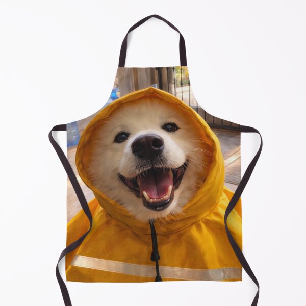 Item preview, Joyful Samoyed in bright yellow raincoat designed and sold by donchago.