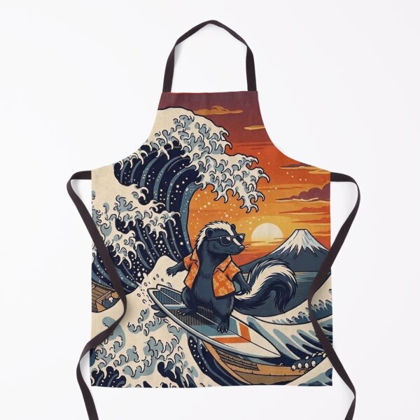 Item preview, Funny Skunk Surfer Kanagawa Wave Japanese Sunset Vintage Boys Girls Kids designed and sold by FurryHavenPH.