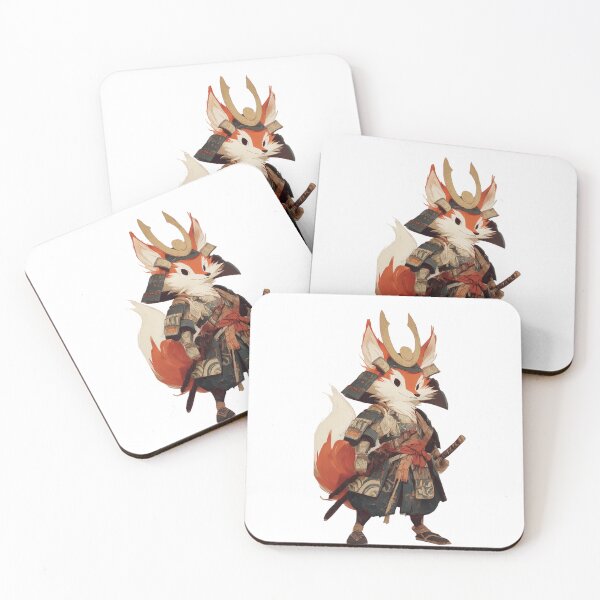 Item preview, Cute Samurai Fox Warrior – Japanese Ukiyo Style Animal Art designed and sold by De Aqui y de Alla Studio.