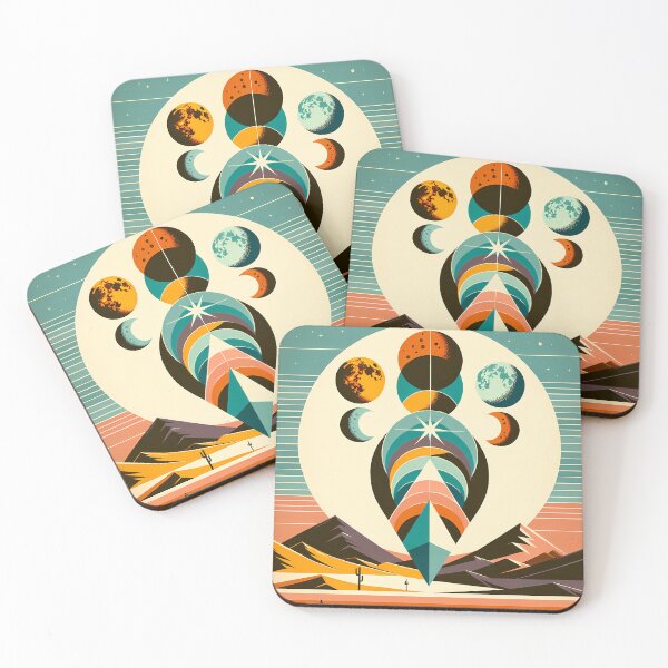 Item preview, Geometric Moon Phases Over Desert Mountains designed and sold by InkSmithery.