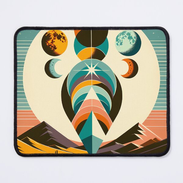 Item preview, Geometric Moon Phases Over Desert Mountains designed and sold by InkSmithery.