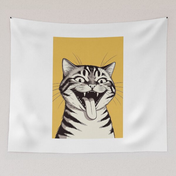 Item preview, Crazy Cat With Tongue Out Funny Design designed and sold by ThreadVibeUK.