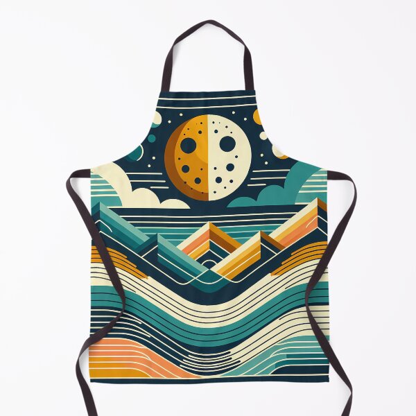Item preview, Geometric Moon Over Layered Mountains designed and sold by InkSmithery.