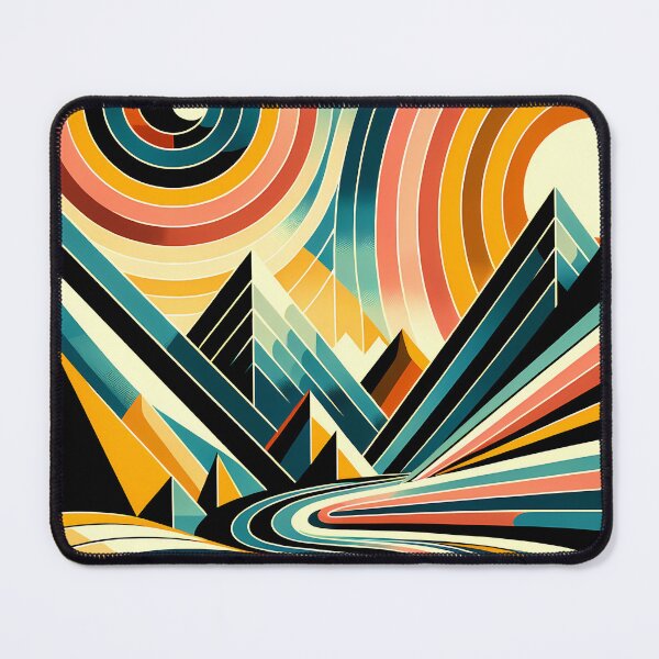 Item preview, Geometric Mountain Silhouettes with Retro Sun Rings designed and sold by InkSmithery.