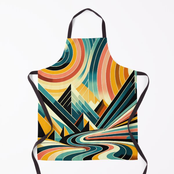 Item preview, Geometric Mountain Silhouettes with Retro Sun Rings designed and sold by InkSmithery.