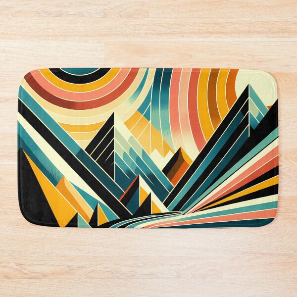 Item preview, Geometric Mountain Silhouettes with Retro Sun Rings designed and sold by InkSmithery.