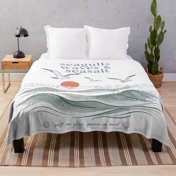 Item preview, Seagulls Waves and Seasalt Coastal Art | Beach Sunset Ocean Illustration designed and sold by TheSlowShore.