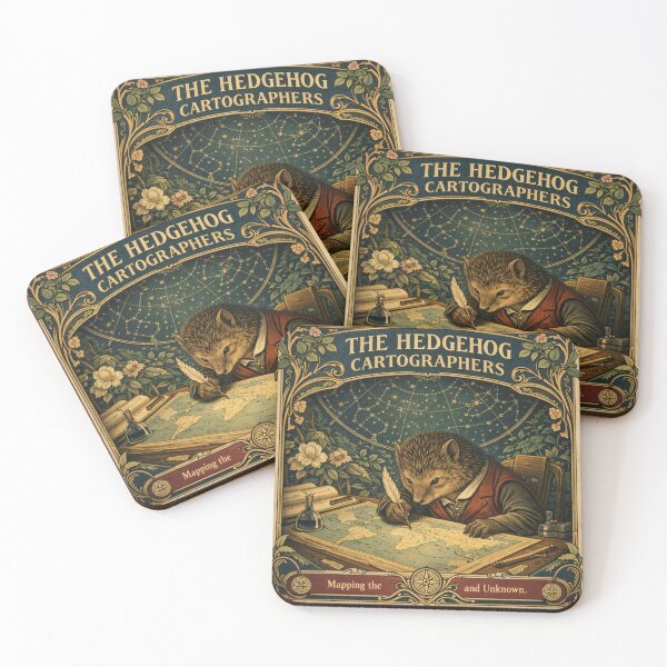 Item preview, The Hedgehog Cartographers – Vintage Map Art Nouveau Poster designed and sold by Galskap.