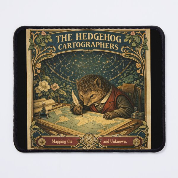 Item preview, The Hedgehog Cartographers – Vintage Map Art Nouveau Poster designed and sold by Galskap.