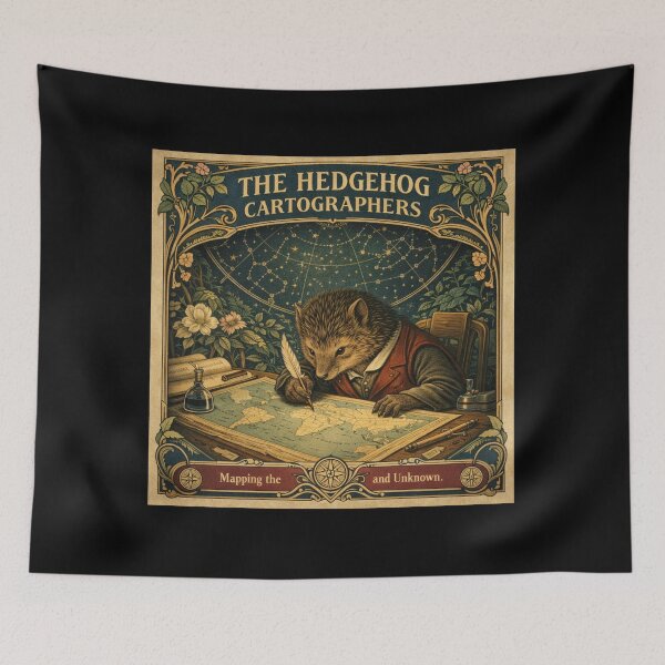 Item preview, The Hedgehog Cartographers – Vintage Map Art Nouveau Poster designed and sold by Galskap.