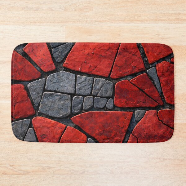 Item preview, Red Black Stone Mosaic Abstract Texture Pattern Art Print designed and sold by Kaleidoscope Print.