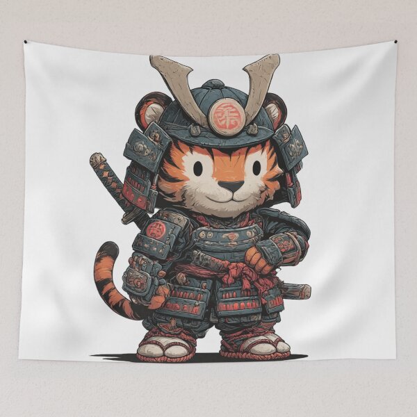 Item preview, Cute Samurai Tiger – Kawaii Japanese Warrior Animal designed and sold by De Aqui y de Alla Studio.