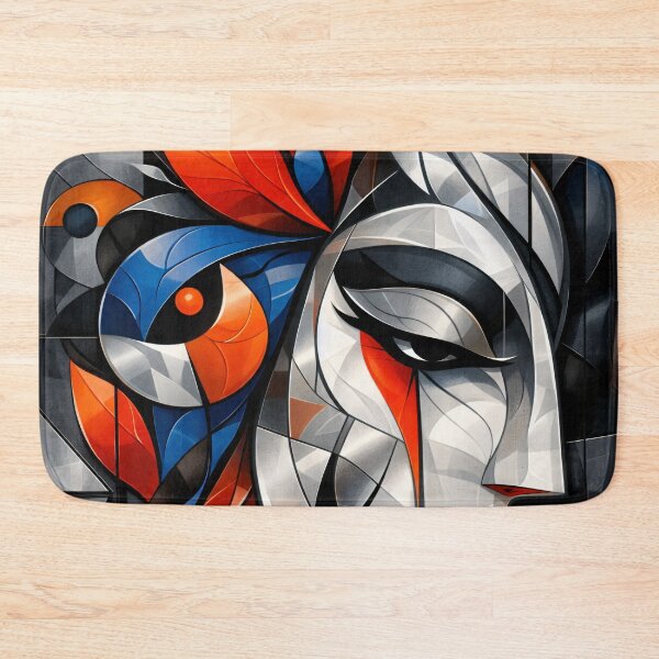 Item preview, Cubist Woman and Bird Abstract Portrait Art Print designed and sold by Kaleidoscope Print.