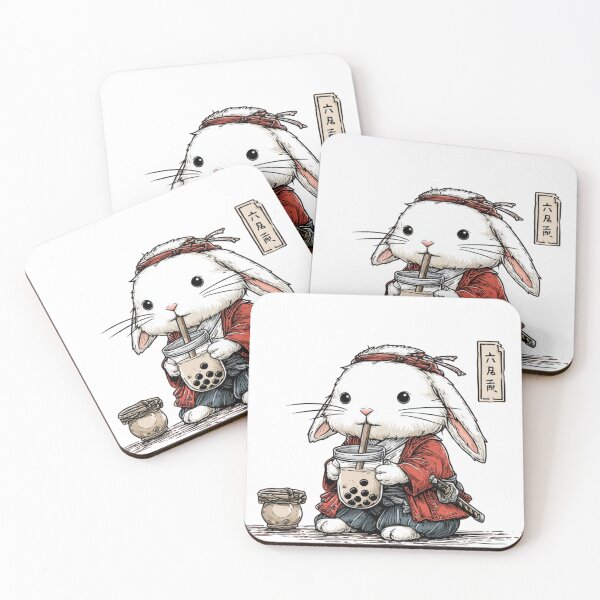 Item preview, Cute Samurai Bunny Drinking Boba – Kawaii Japanese Rabbit Aesthetic designed and sold by De Aqui y de Alla Studio.