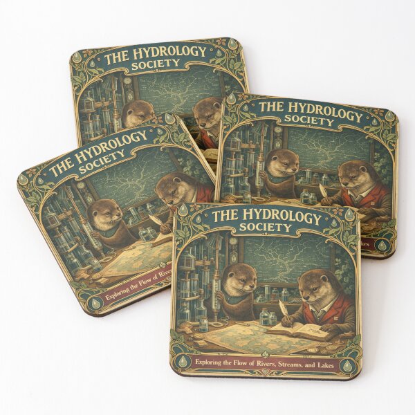 Item preview, The Hydrology Society – Vintage Otter Science Art Nouveau Poster designed and sold by Galskap.