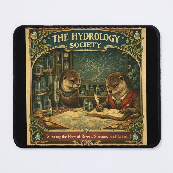 Item preview, The Hydrology Society – Vintage Otter Science Art Nouveau Poster designed and sold by Galskap.