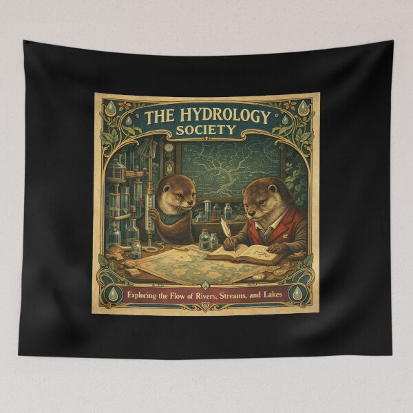 Item preview, The Hydrology Society – Vintage Otter Science Art Nouveau Poster designed and sold by Galskap.