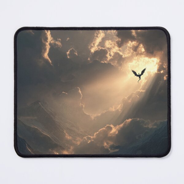 Item preview, Dragon Silhouette in Light, Cinematic Fantasy Sky, Epic Cloudscape, Dark Moody Atmosphere, Mythical Minimal Scene designed and sold by CosmicAnomaly.