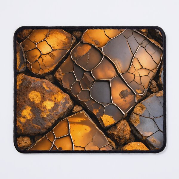 Item preview, Golden Cracked Stone Texture Abstract Earth Tone Art Print designed and sold by Kaleidoscope Print.