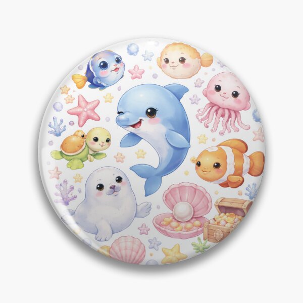 Item preview, Cute Ocean Circle – Kawaii Sea Animals Aesthetic Design designed and sold by ColorNest Designs.