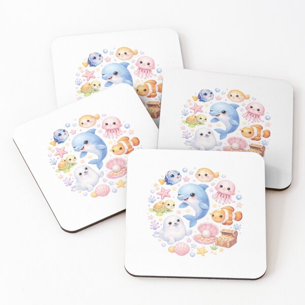Item preview, Cute Ocean Circle – Kawaii Sea Animals Aesthetic Design designed and sold by ColorNest Designs.