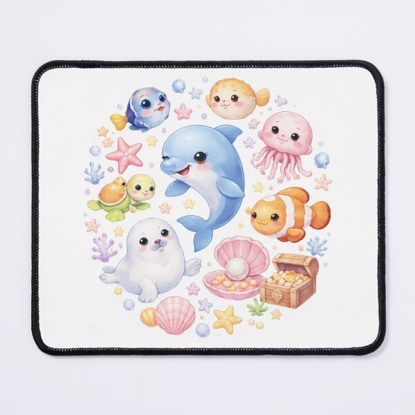 Item preview, Cute Ocean Circle – Kawaii Sea Animals Aesthetic Design designed and sold by ColorNest Designs.