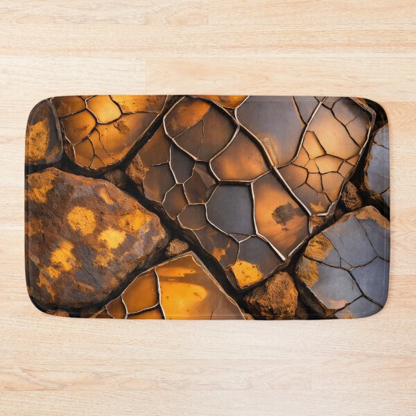Item preview, Golden Cracked Stone Texture Abstract Earth Tone Art Print designed and sold by Kaleidoscope Print.