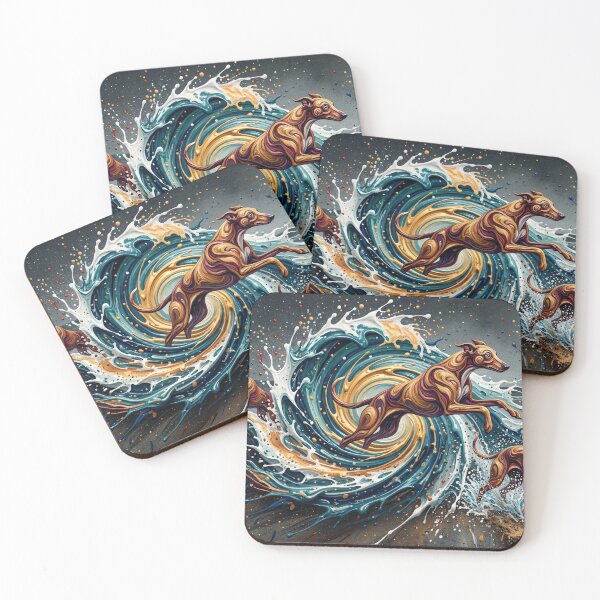 Item preview, Running Dogs in Ocean Waves Abstract Cosmic Art designed and sold by Meteor Destroyer.