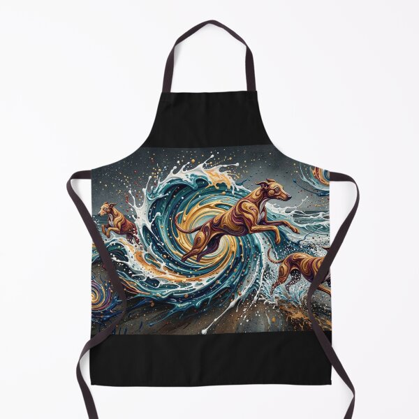 Item preview, Running Dogs in Ocean Waves Abstract Cosmic Art designed and sold by Meteor Destroyer.