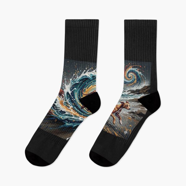 Item preview, Running Dogs in Ocean Waves Abstract Cosmic Art designed and sold by Meteor Destroyer.