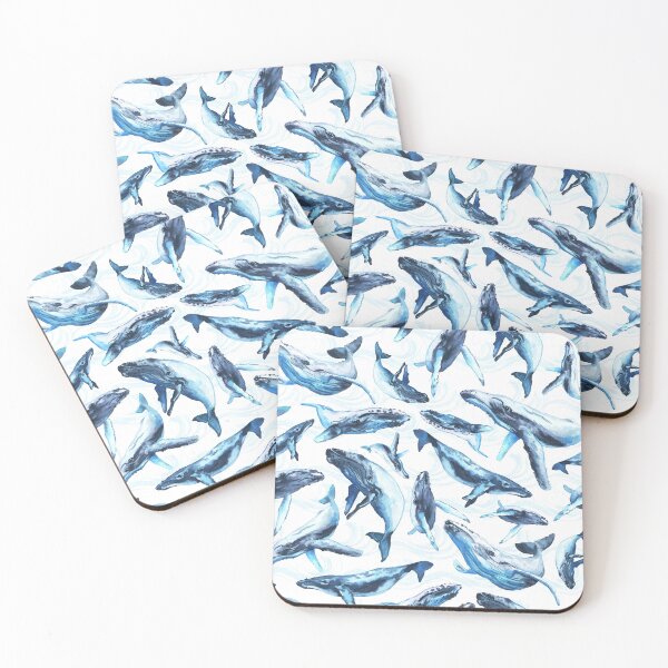 Item preview, Watercolor whales deep blue ocean nautical sea lover ocean beach marine designed and sold by art-tee-ua.