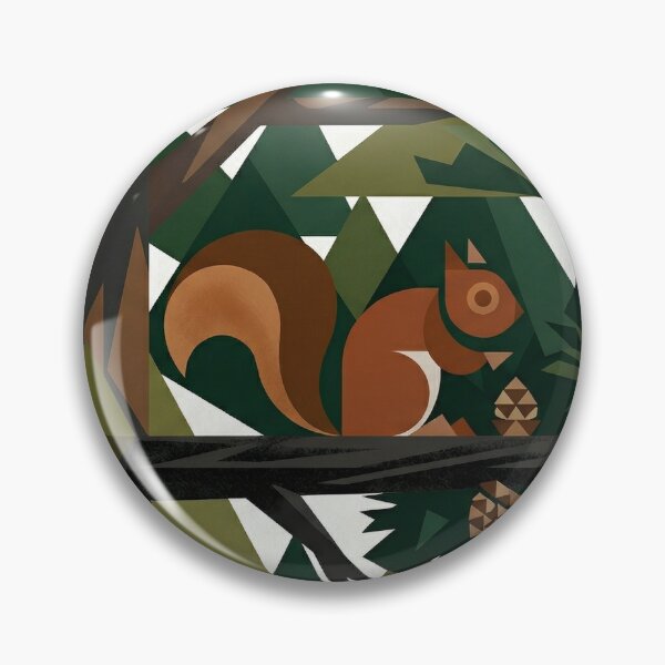 Item preview, Geometric Squirrel in Tree Minimal Modern Nature Art designed and sold by Meteor Destroyer.
