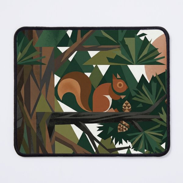 Item preview, Geometric Squirrel in Tree Minimal Modern Nature Art designed and sold by Meteor Destroyer.