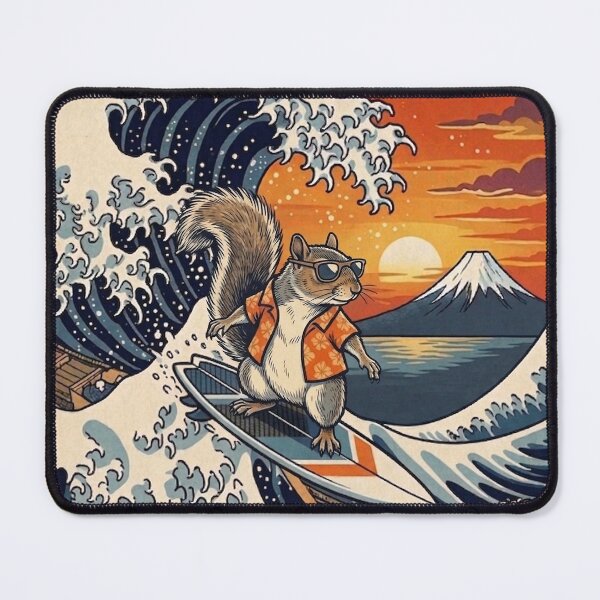 Item preview, Funny Squirrel Surfer Kanagawa Wave Japanese Sunset Vintage Boys Girls Kids designed and sold by FurryHavenPH.