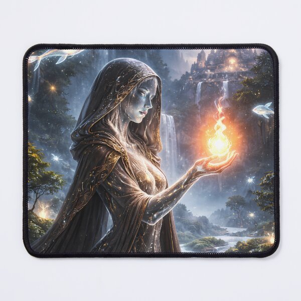 Item preview, Fantasy Fire Sorceress Mystic Forest Art designed and sold by KnitOfShadoF.