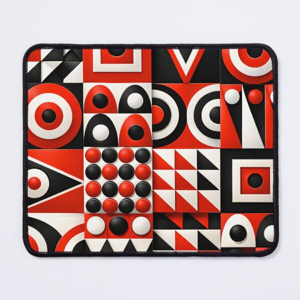 Item preview, Red Black White Bauhaus Geometric Abstract Pattern Art Print designed and sold by Kaleidoscope Print.