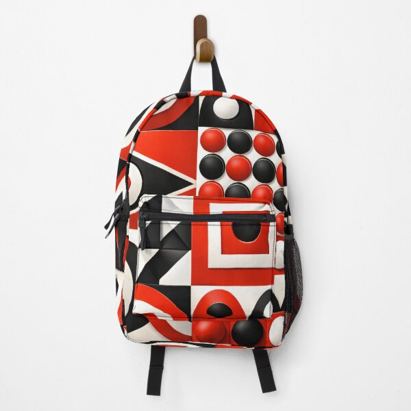Item preview, Red Black White Bauhaus Geometric Abstract Pattern Art Print designed and sold by Kaleidoscope Print.