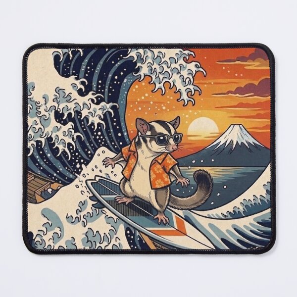 Item preview, Funny Sugar Glider Surfer Kanagawa Wave Japanese Sunset Vintage Boys Girls Kids designed and sold by FurryHavenPH.