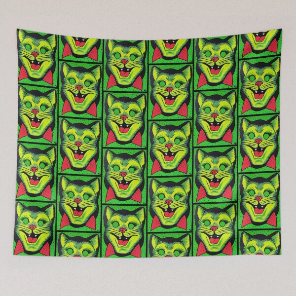 Item preview, Green Eyed Cat Retro Halloween Mask designed and sold by True Poison.