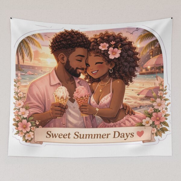 Item preview, Sweet Summer Love Couple Sticker | Cute Beach Date Aesthetic | Romantic Soft Girl Illustration | Cozy Vacation Vibes designed and sold by PrincSaraStudio.