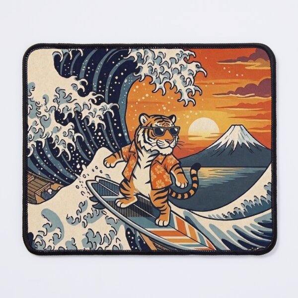 Item preview, Funny Tiger Surfer Kanagawa Wave Japanese Sunset Vintage Boys Girls Kids designed and sold by FurryHavenPH.