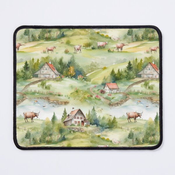 Item preview, Bucolic Alpine Village Watercolor Pattern designed and sold by pinkal.