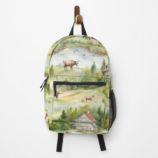 Item preview, Bucolic Alpine Village Watercolor Pattern designed and sold by pinkal.