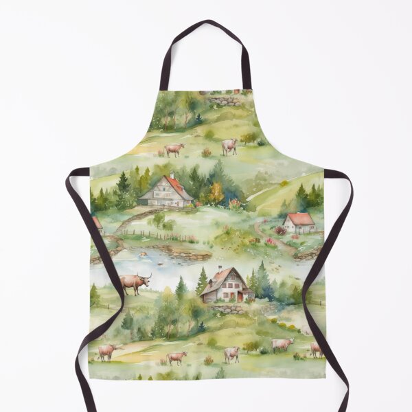 Item preview, Bucolic Alpine Village Watercolor Pattern designed and sold by pinkal.