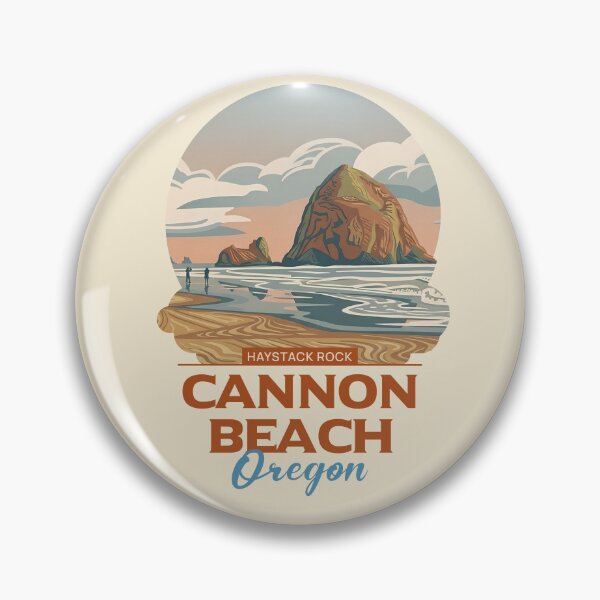 Item preview, Cannon Beach Oregon Haystack Rock Vintage Coastal Art designed and sold by LinaValearte.