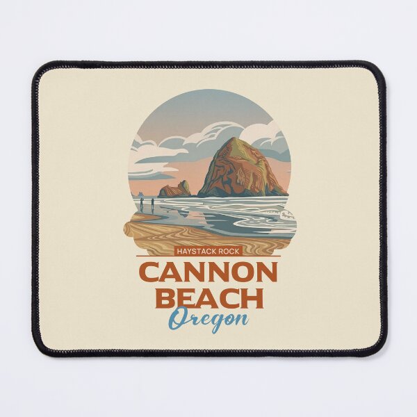 Item preview, Cannon Beach Oregon Haystack Rock Vintage Coastal Art designed and sold by LinaValearte.
