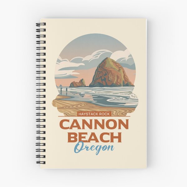 Item preview, Cannon Beach Oregon Haystack Rock Vintage Coastal Art designed and sold by LinaValearte.