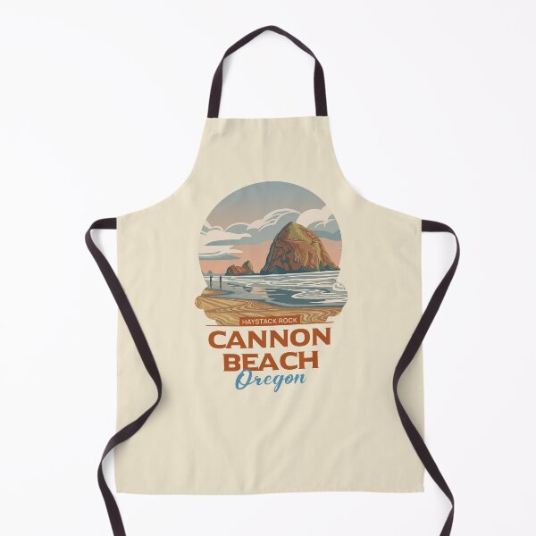 Item preview, Cannon Beach Oregon Haystack Rock Vintage Coastal Art designed and sold by LinaValearte.